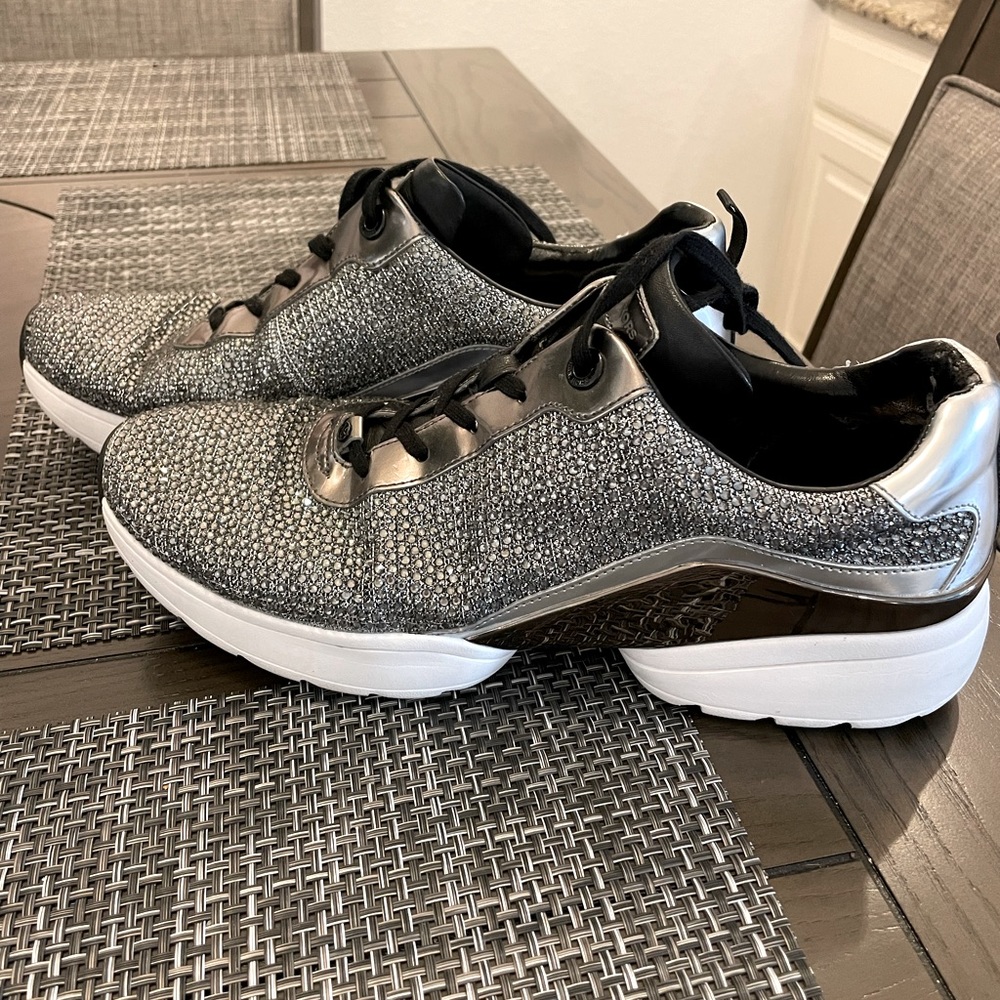 Super Sparkly silver and rhinestone Michael Kors sneakers - women’s size 11